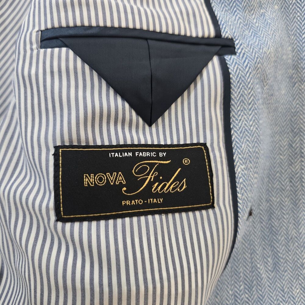 J.Crew Blazer Size 14 Bristol Italian Linen Jacket Double Breasted Herringbone - Picture 5 of 12